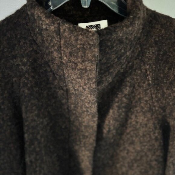 Anne Klein L Brown Coat Wool Blend Covered Button Pocket Timeless Tailored Warm - Picture 9 of 10